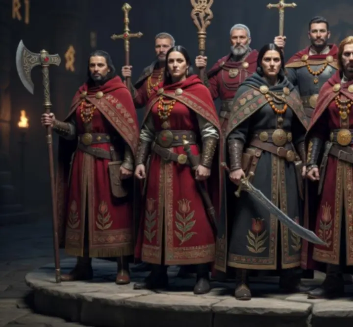 Karaktergaléria: különböző magyar ihletésű fantasy ruházatú és fegyverzetű hősök és ellenfelek gyűjteménye.