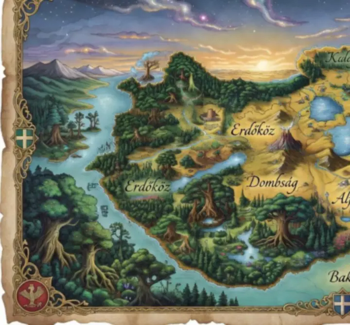Magyar ihletésű fantasy világtérkép az Ultimate Magyar World játékhoz